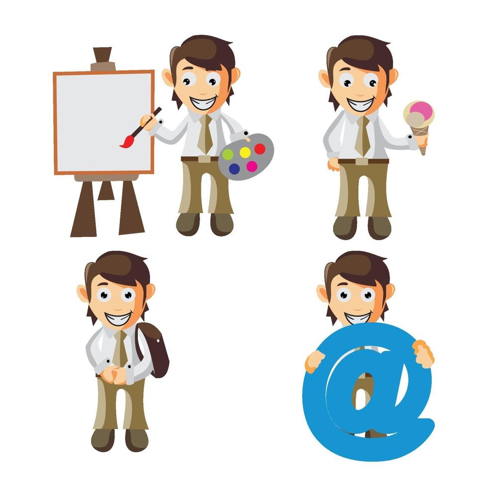 Business man cartoon character Illustration set vector