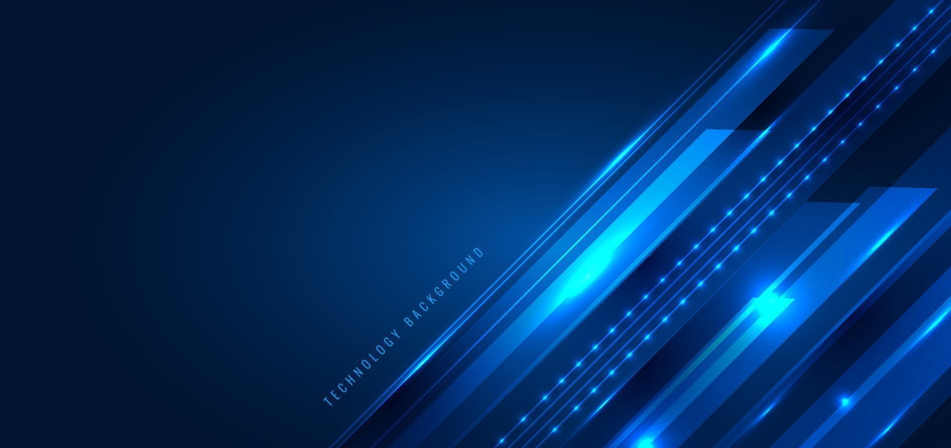 Abstract technology digital futuristic concept. Diagonal stripes lines with glowing light rays, speed motion on dark blue background. vector