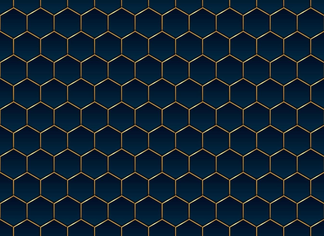 Abstract blue and gold hexagon pattern background and texture vector