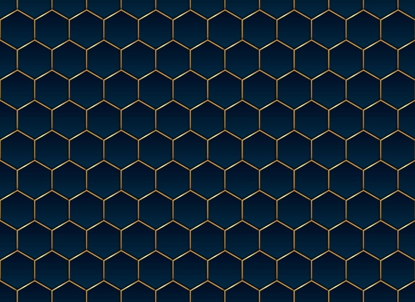 Fondo y textura abstractos del modelo del hexágono azul y dorado vector