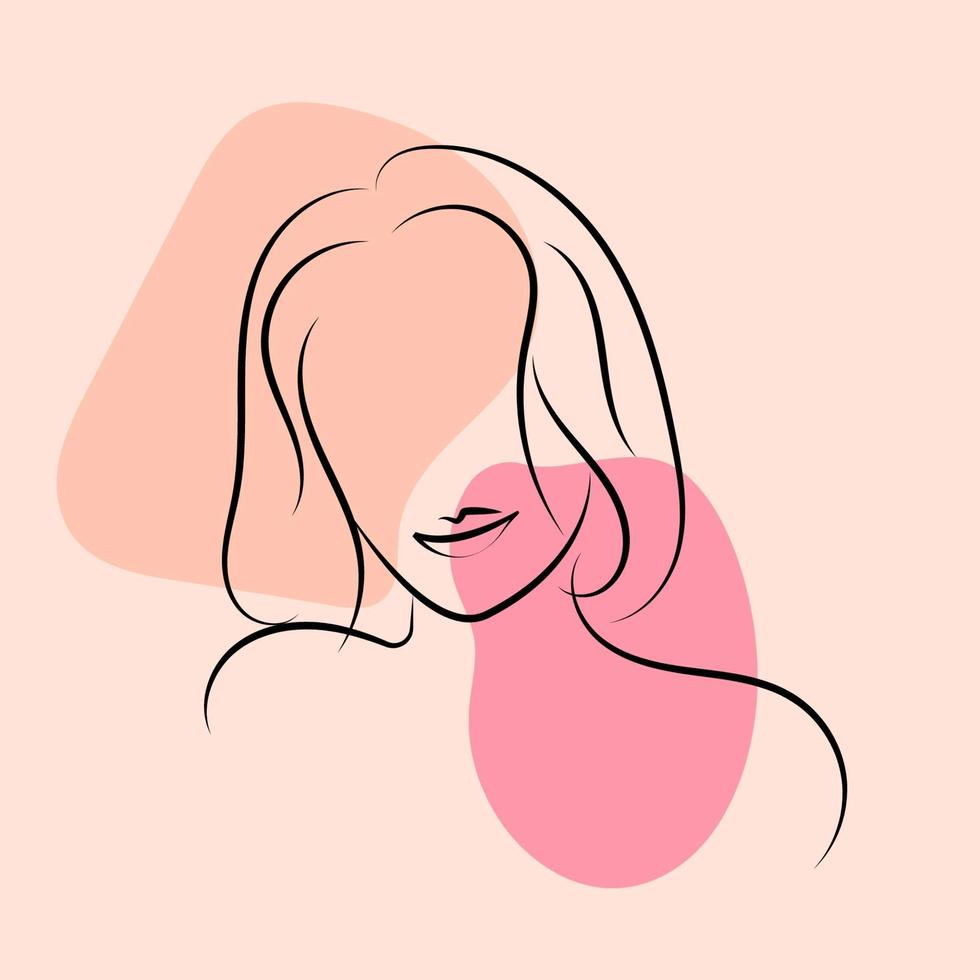 Woman in elegant line art style in pastel colors vector