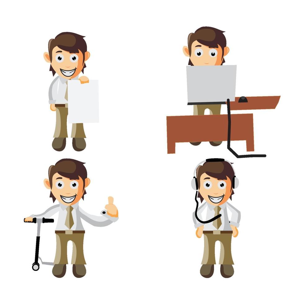 Business man cartoon character Illustration set vector