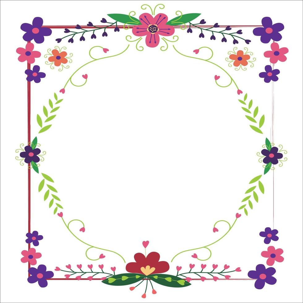 Square floral vector frame