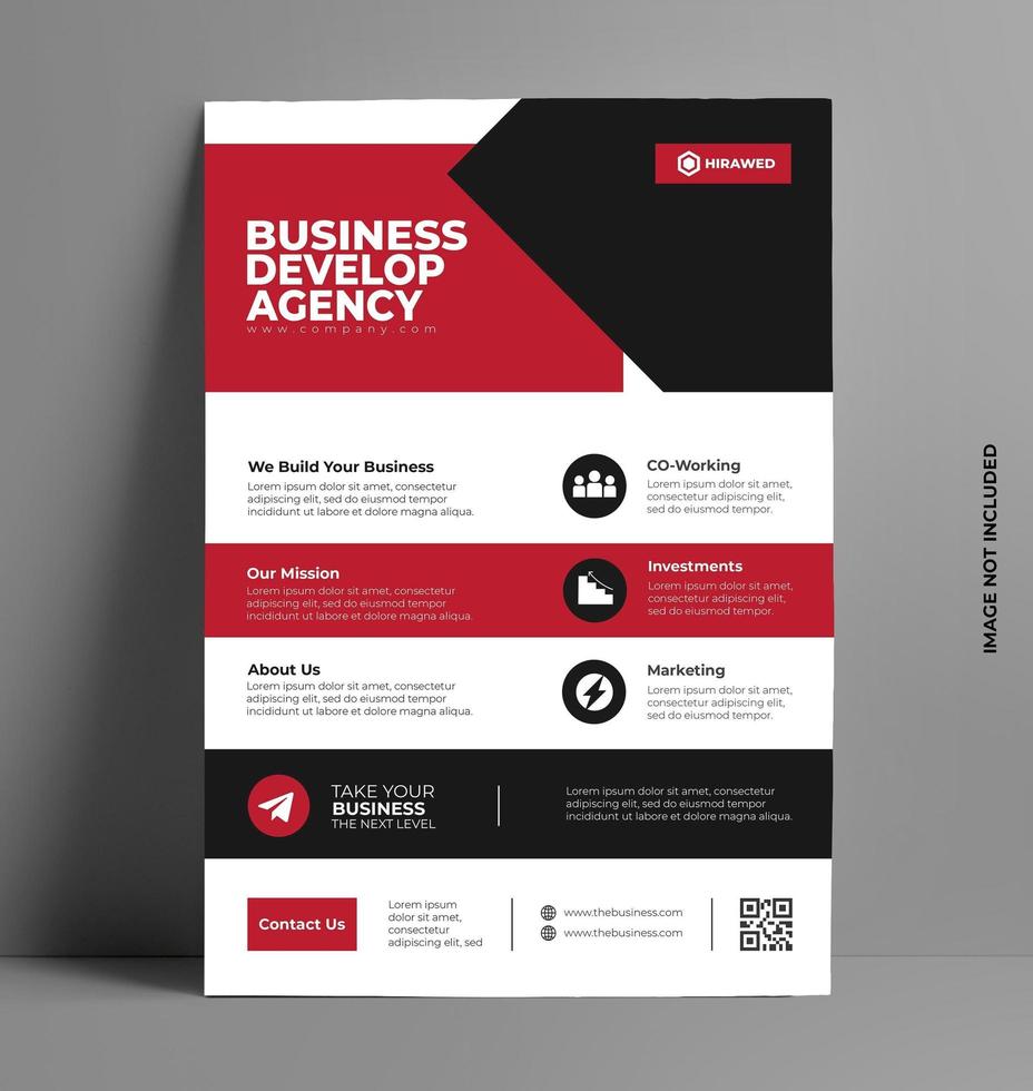 Sleek Red Corporate of Flyer Template. vector