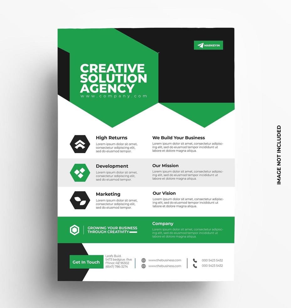 Green Flyer Print Template. vector