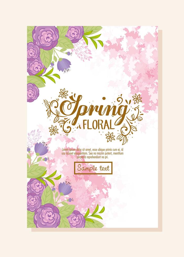 Floral greeting card with flowers for wedding invitation vector