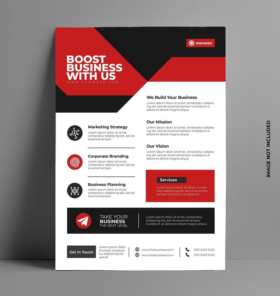 Sleek Red Corporate Flyer Template. vector