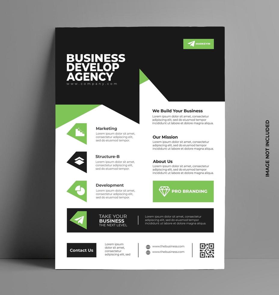 Green Illustration Flyer Template. vector