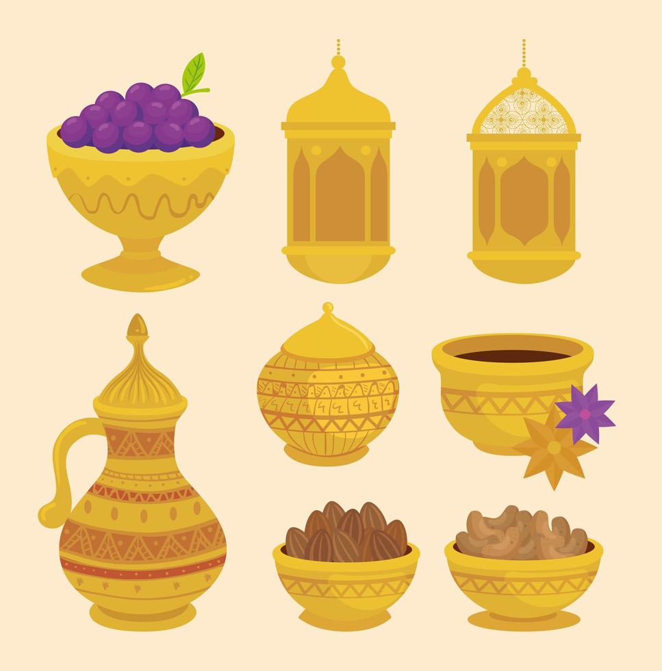 conjunto de iconos de celebración eid al adha vector