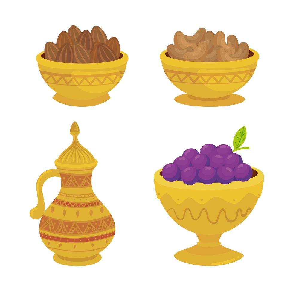 eid al adha celebration icon set vector