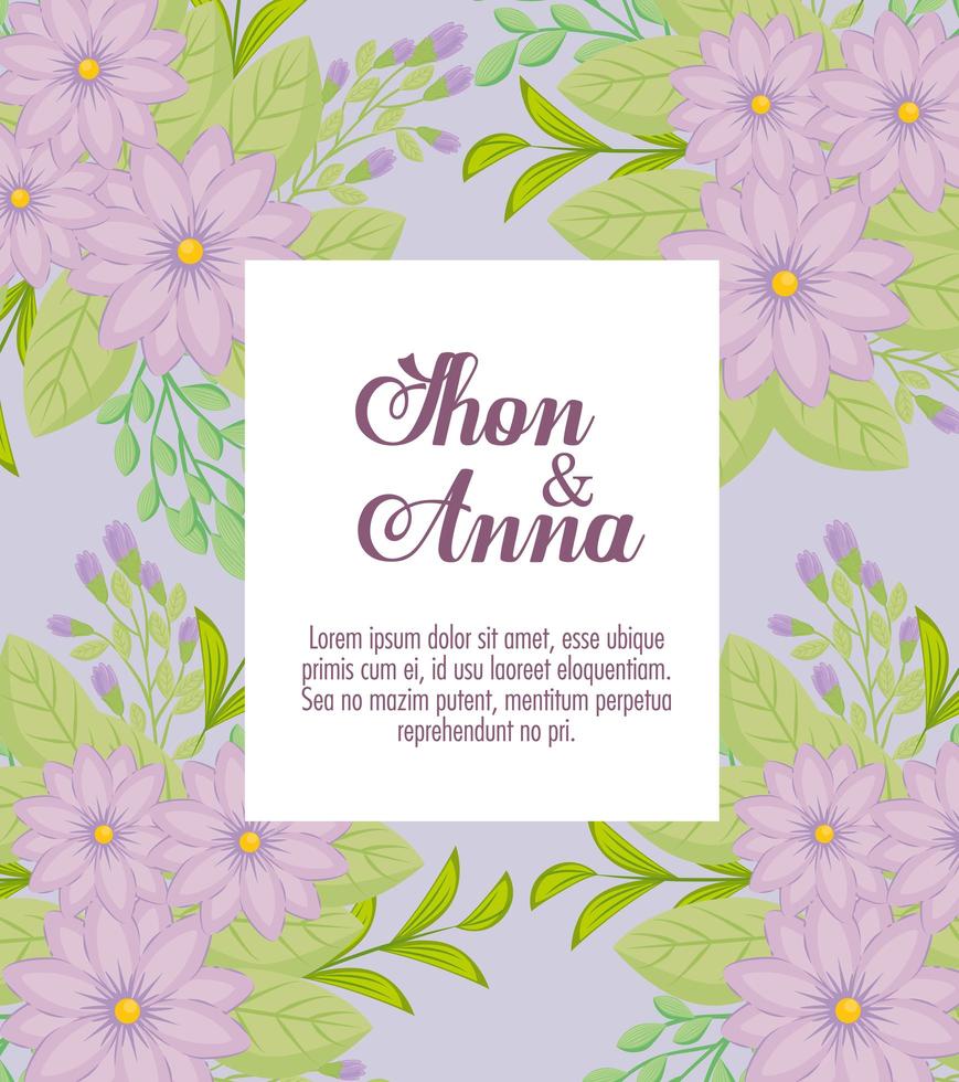 Floral greeting card with flowers for wedding invitation vector