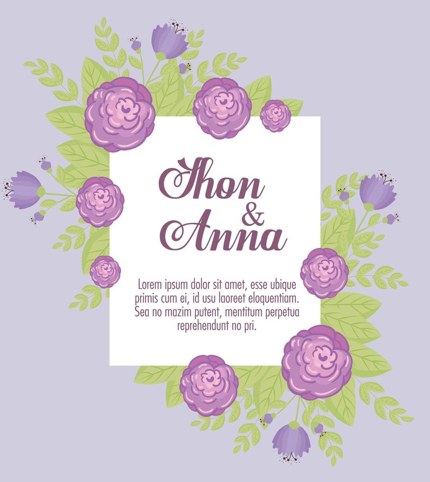 Tarjeta de felicitación floral con flores para invitación de boda. vector