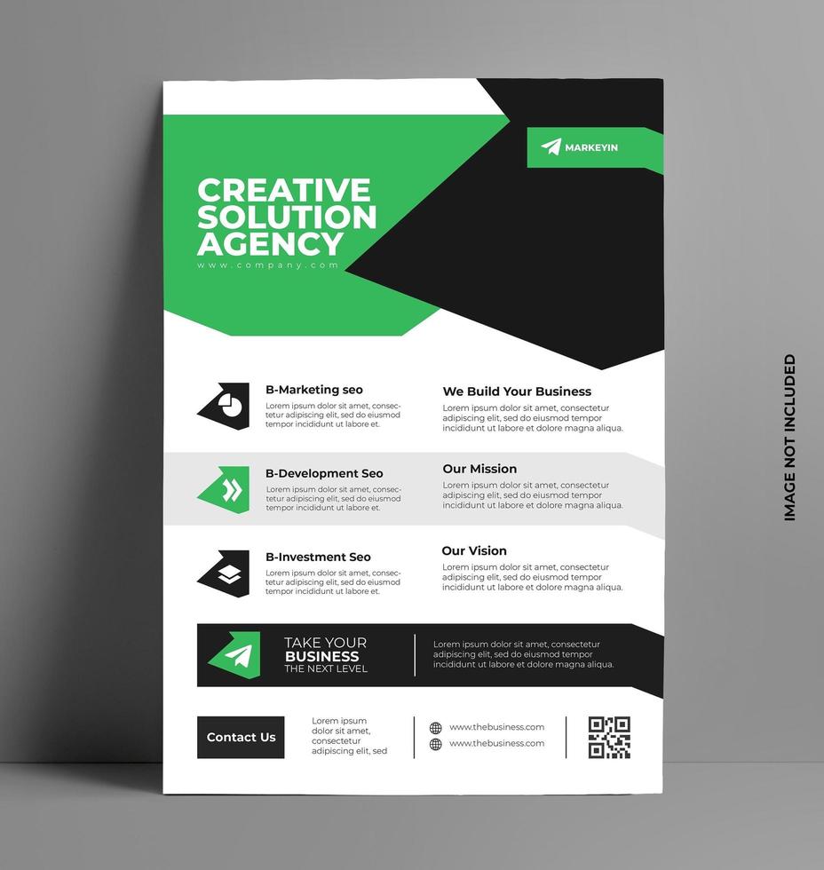 Black and Green Business Flyer Template. vector