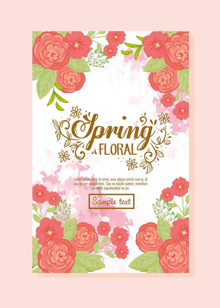 Floral greeting card with flowers for wedding invitation vector