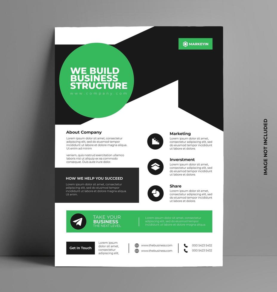 Sleek Green Flyer Template in A4 Size. vector