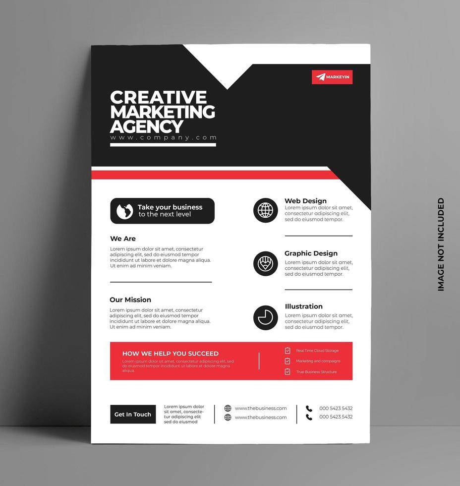 Sleek Red corporate Flyer Print Template. vector