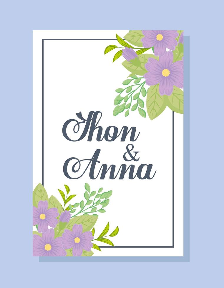 Tarjeta de felicitación floral con flores para invitación de boda. vector