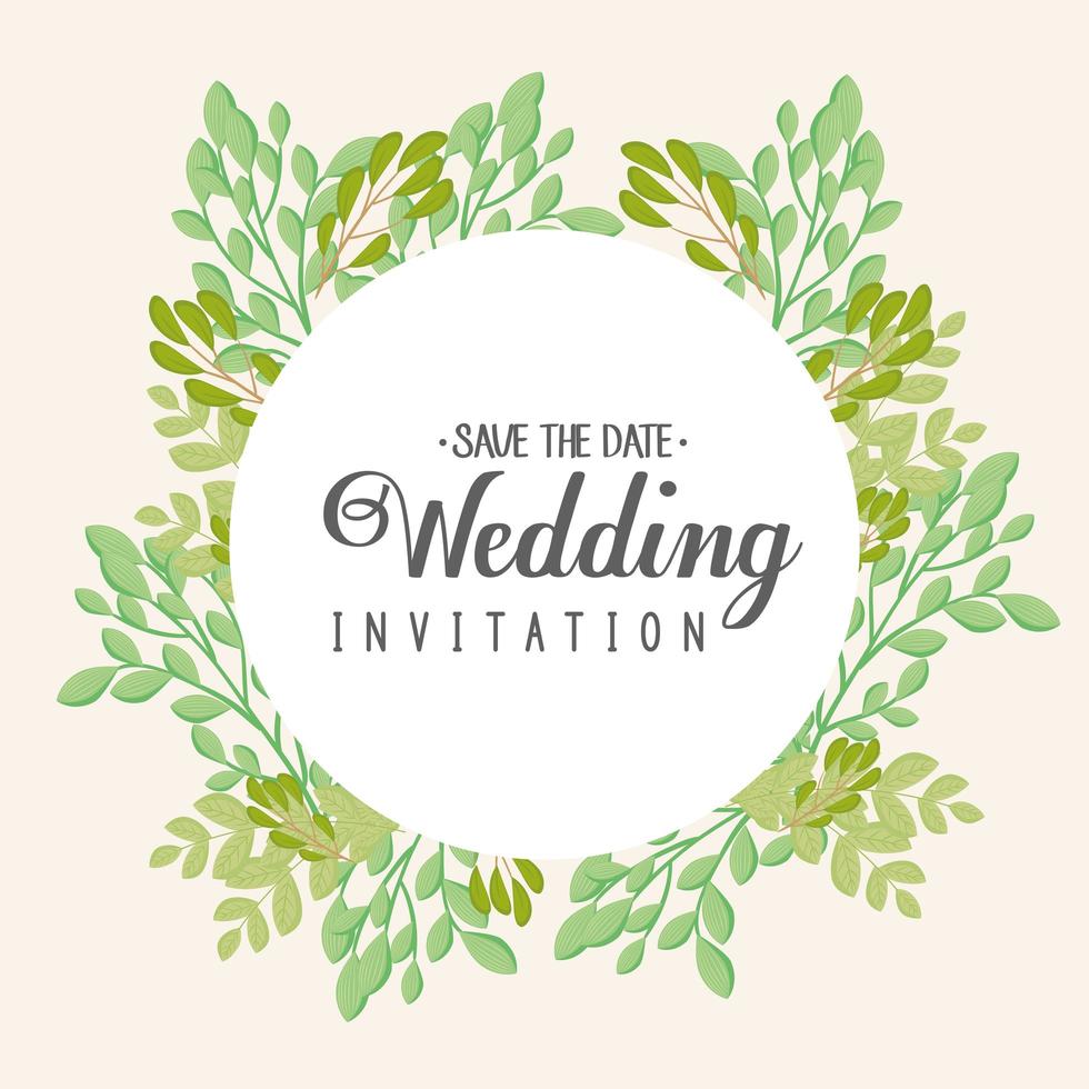 tarjeta de felicitación con corona floral para invitación de boda vector