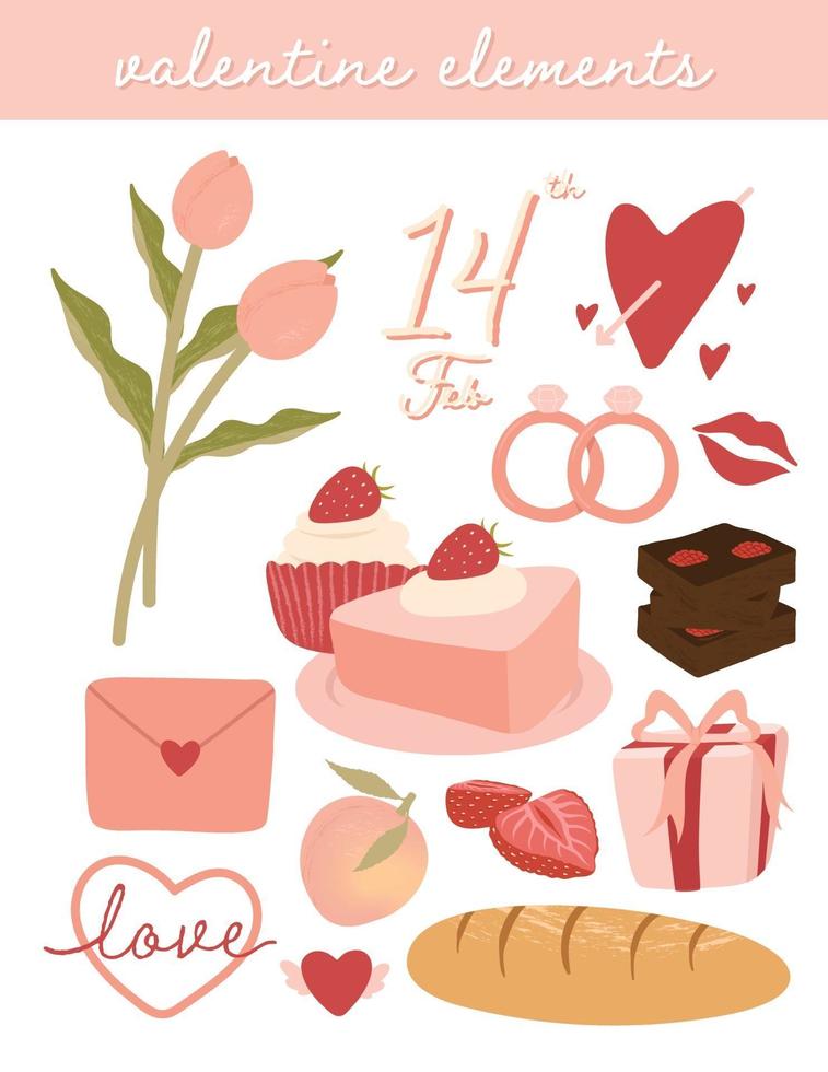 Cute valentine's day elements set Vector