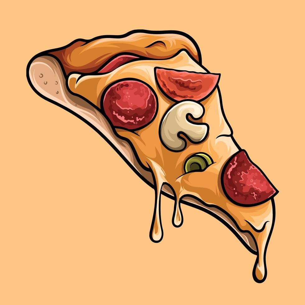 deliciosa rebanada de pizza, ilustración en alta calidad vector