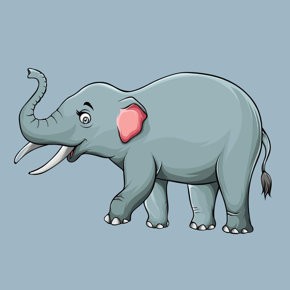 beautiful illustration of a cute elephant, drawing in high quality and shadows. vector