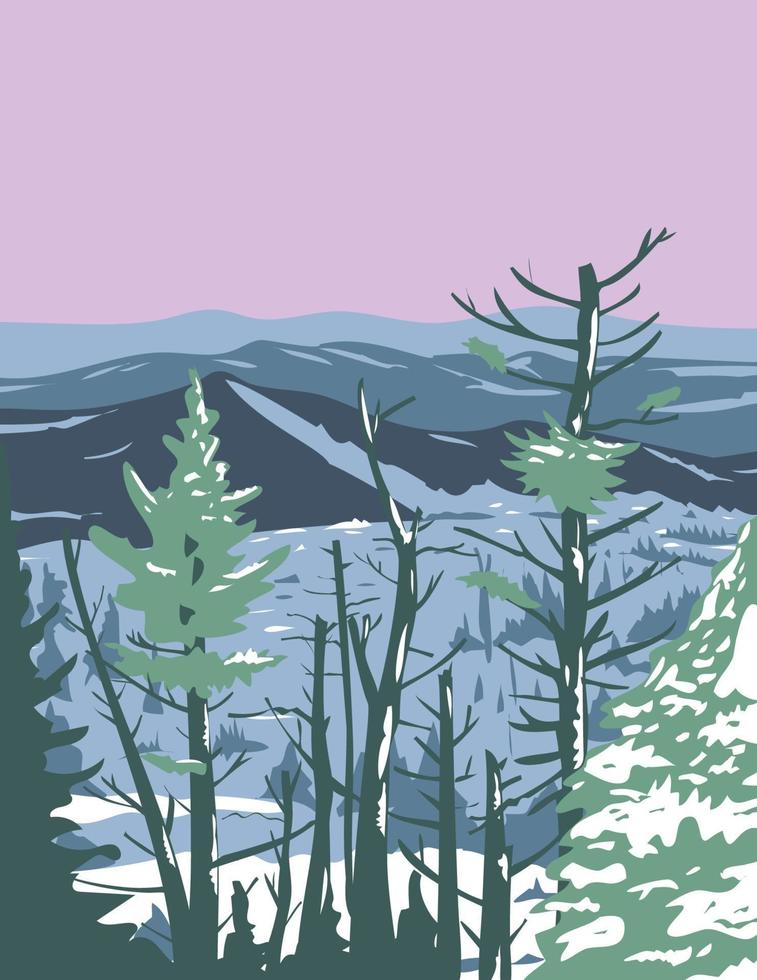 Great Smoky Mountains National Park during Winter in Tennessee and North Carolina United States WPA Poster Art vector