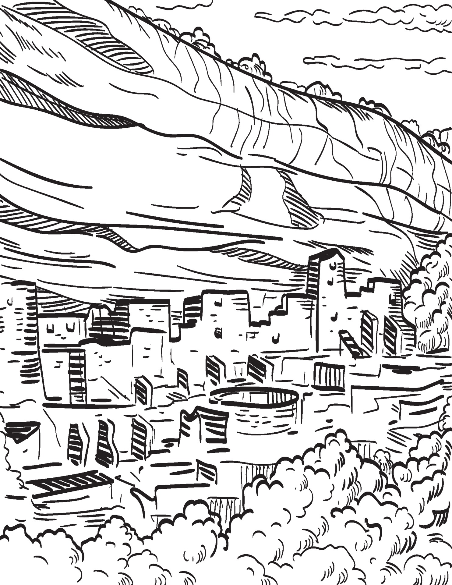 Mesa Verde National Park in Colorado with Puebloan Cliff Dwellings