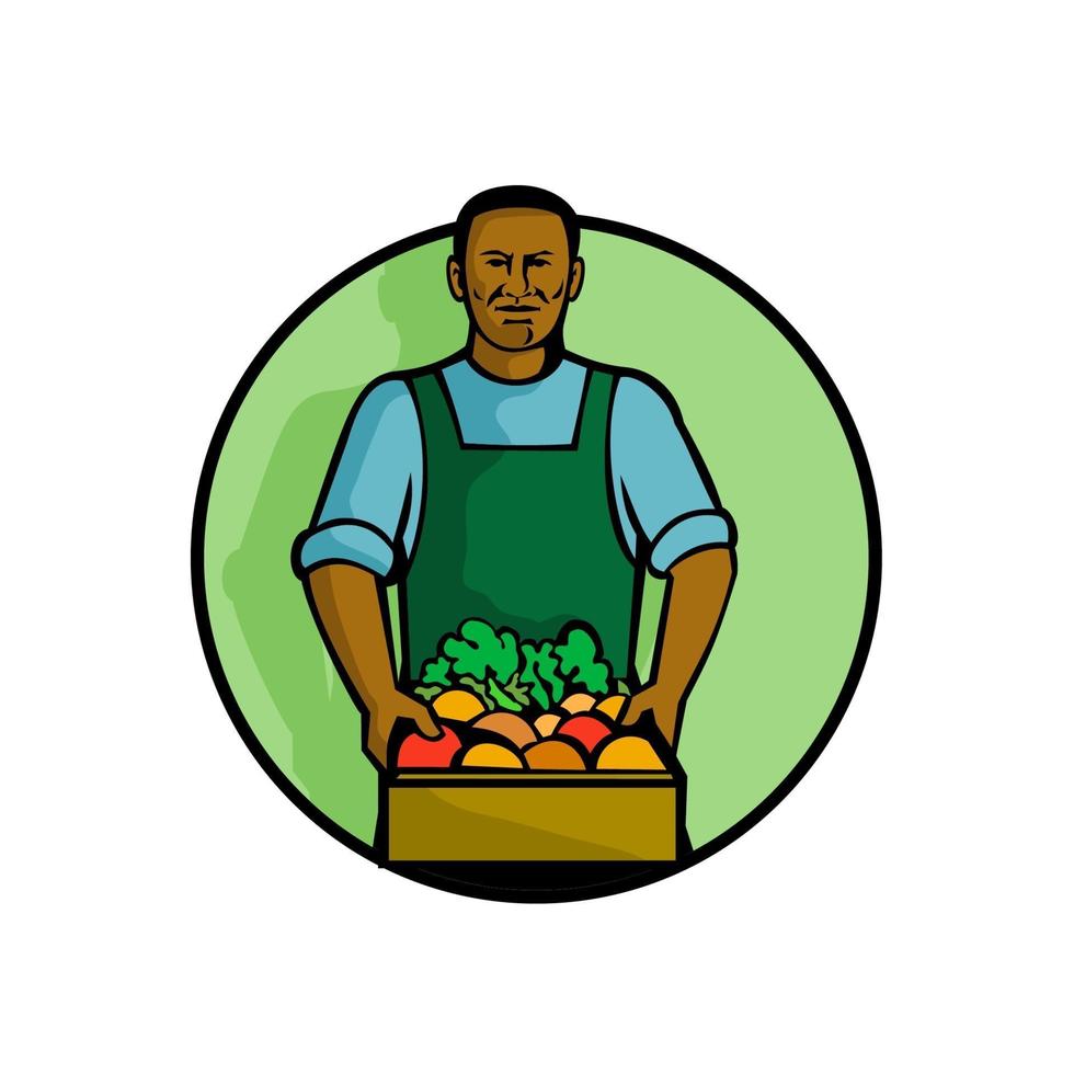 african american green grocer front retro vector