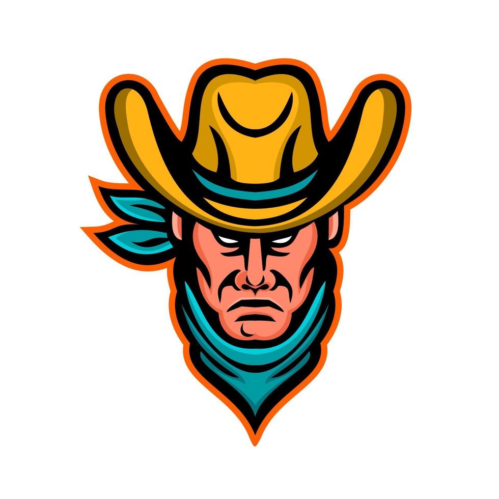 american cowboy head front mascot vector