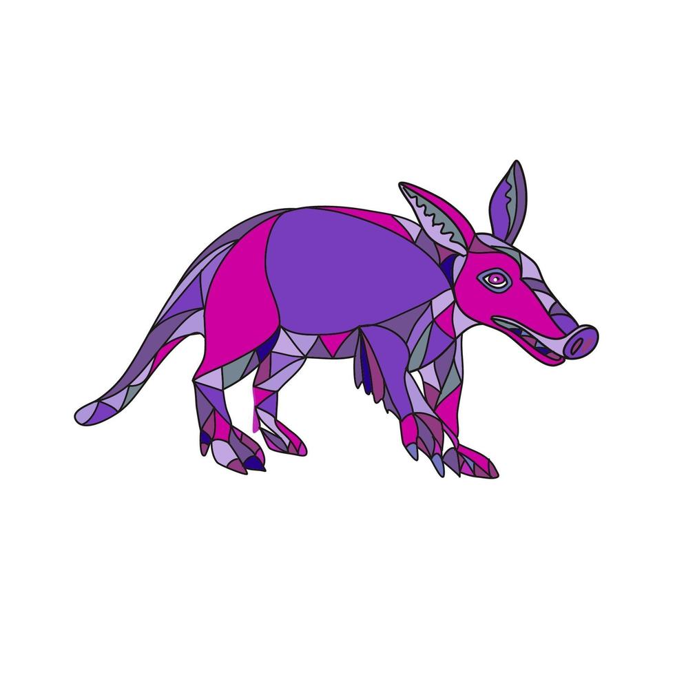 Aardvark Side Mosaic  Style vector
