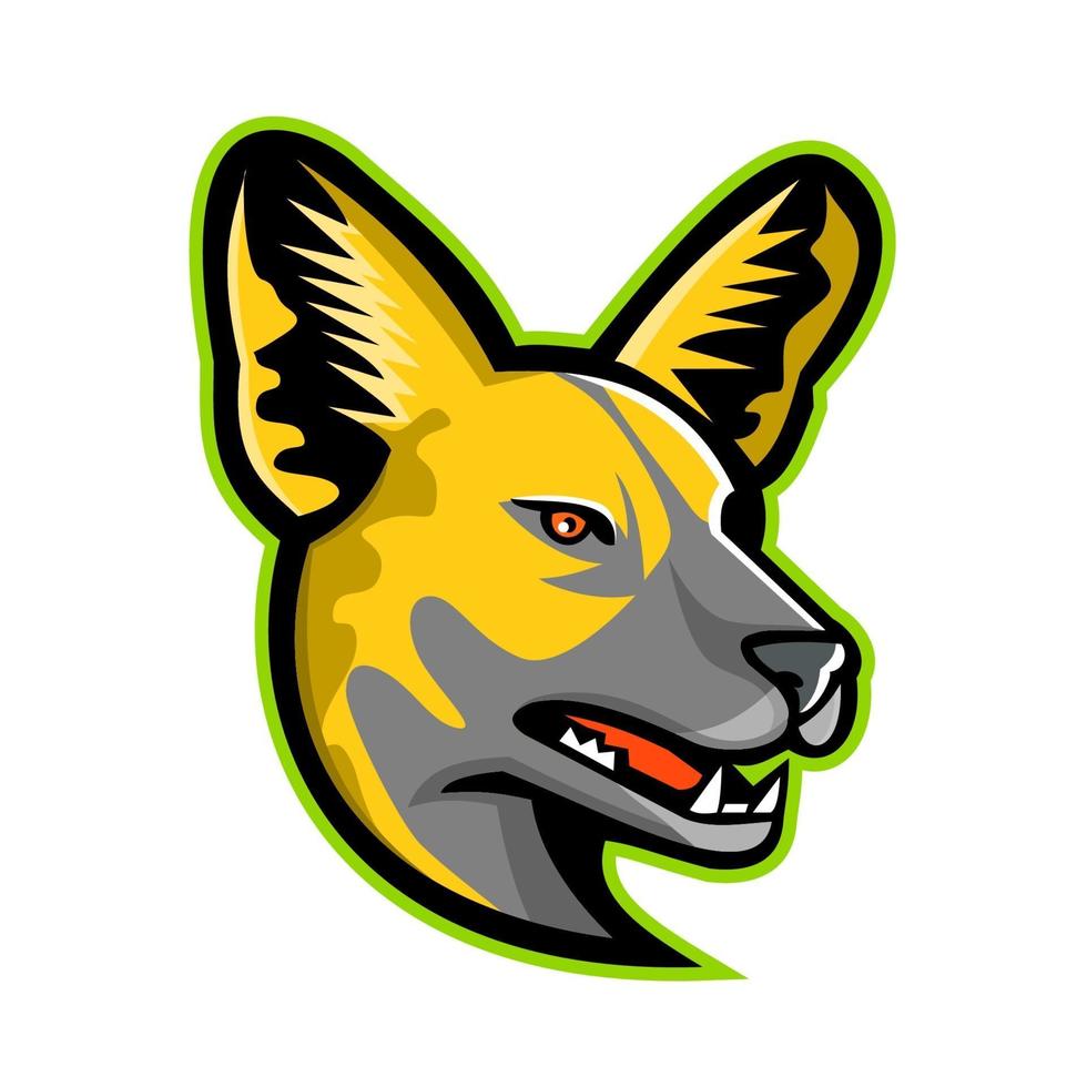 African wild-dog head side view mascot vector