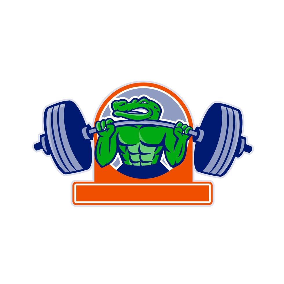 alligator lifting weights front vector