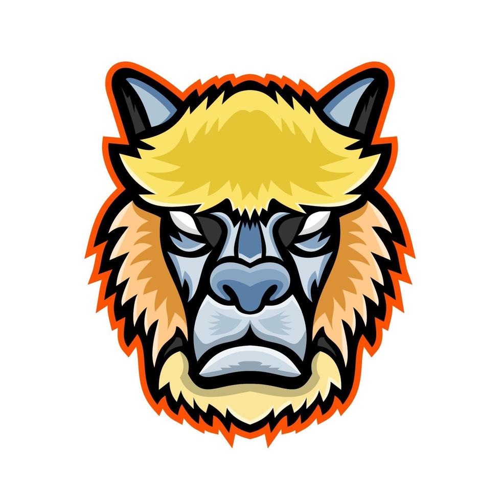 alpaca head front mascot vector
