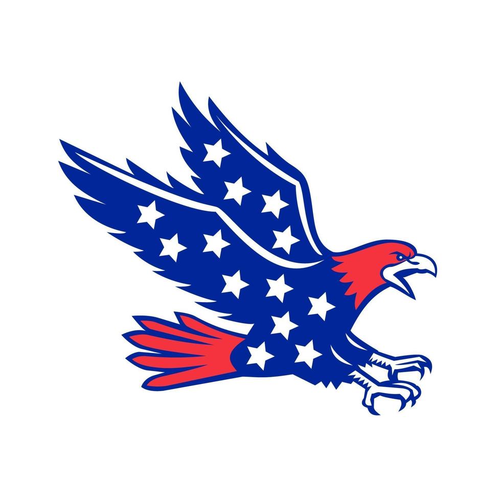 American Eagle Swooping Stars Icon vector