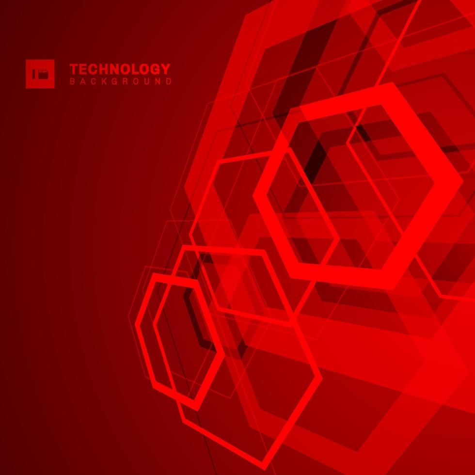 Fondo rojo de forma hexagonal superpuesta geométrica abstracta. concepto futurista digital de tecnología con espacio para el texto. vector