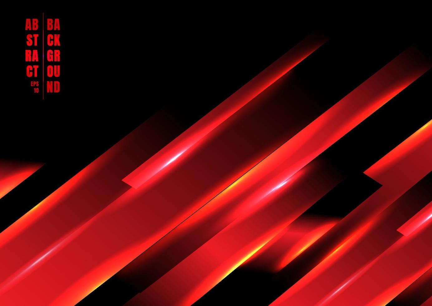 Concepto de tecnología de línea oblicua de luz de color rojo abstracto sobre fondo negro. vector