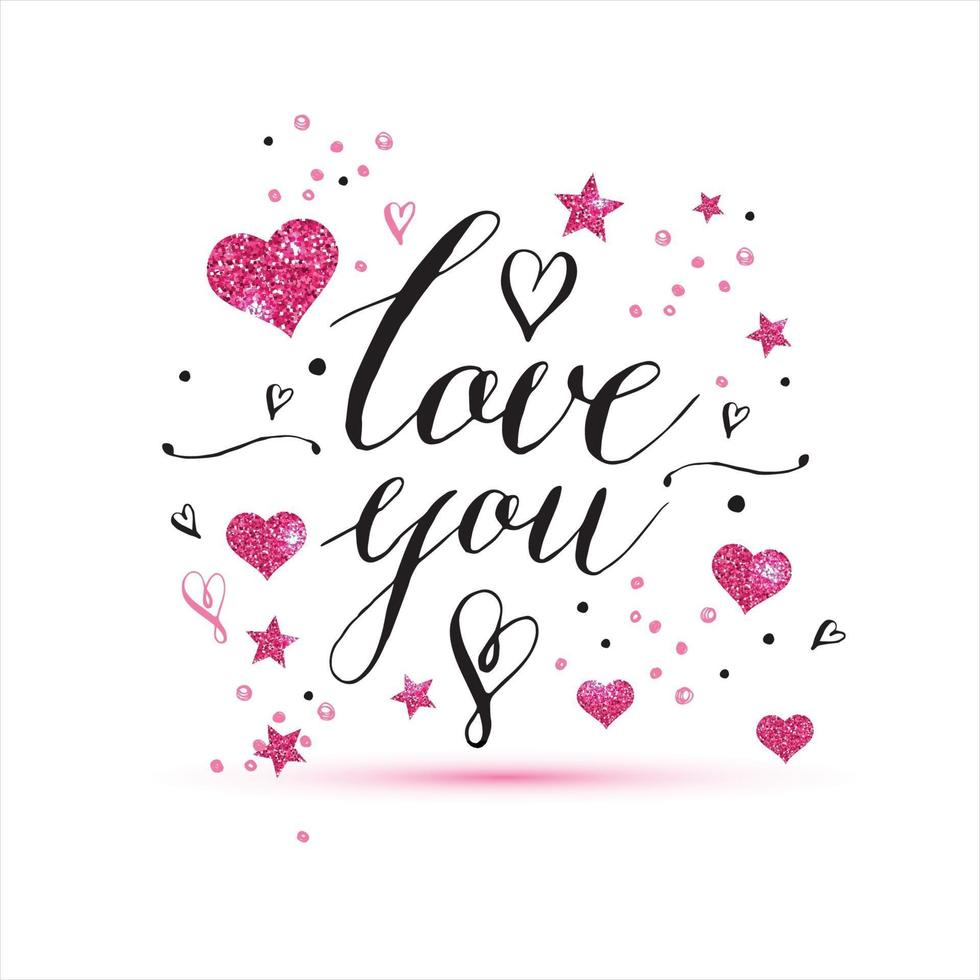 I love you text of valentines day background vector