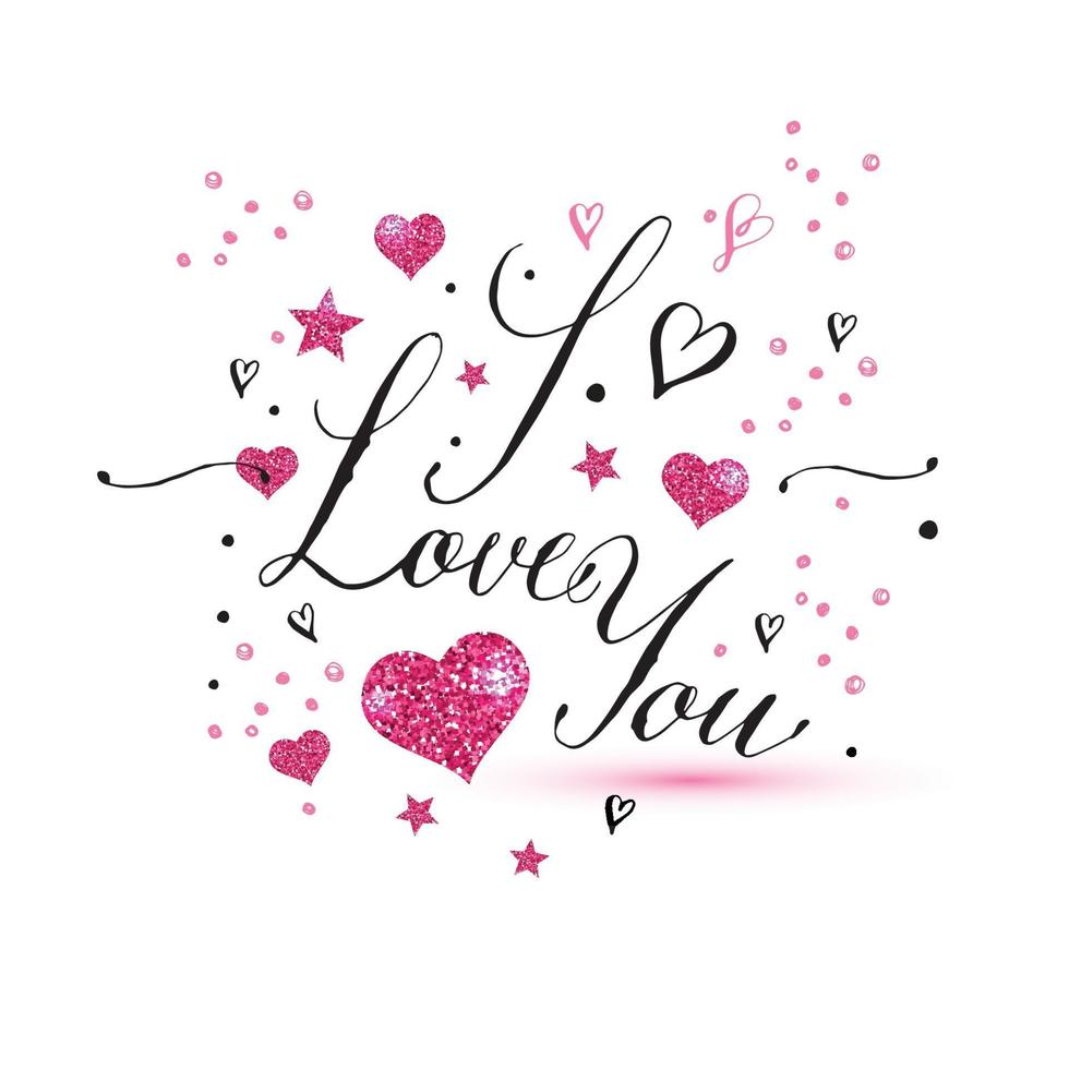 I love you text of valentines day background vector