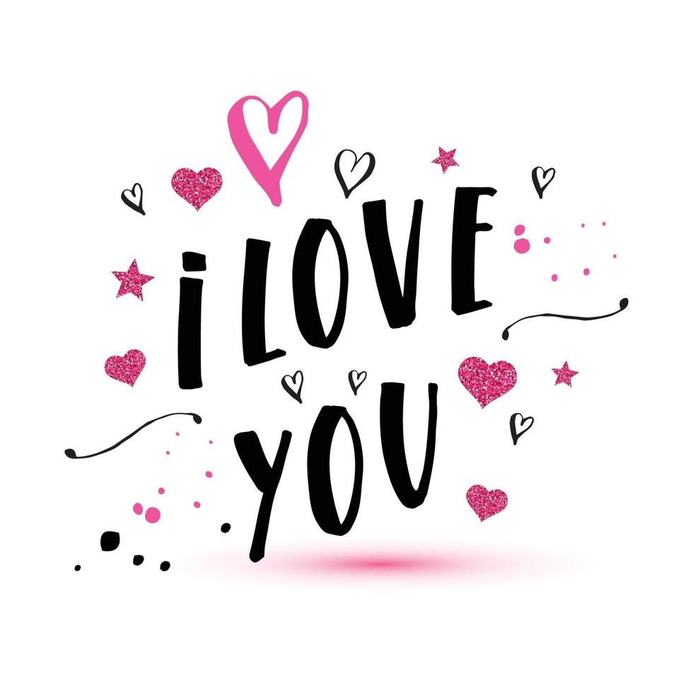 I love you text of valentines day background vector