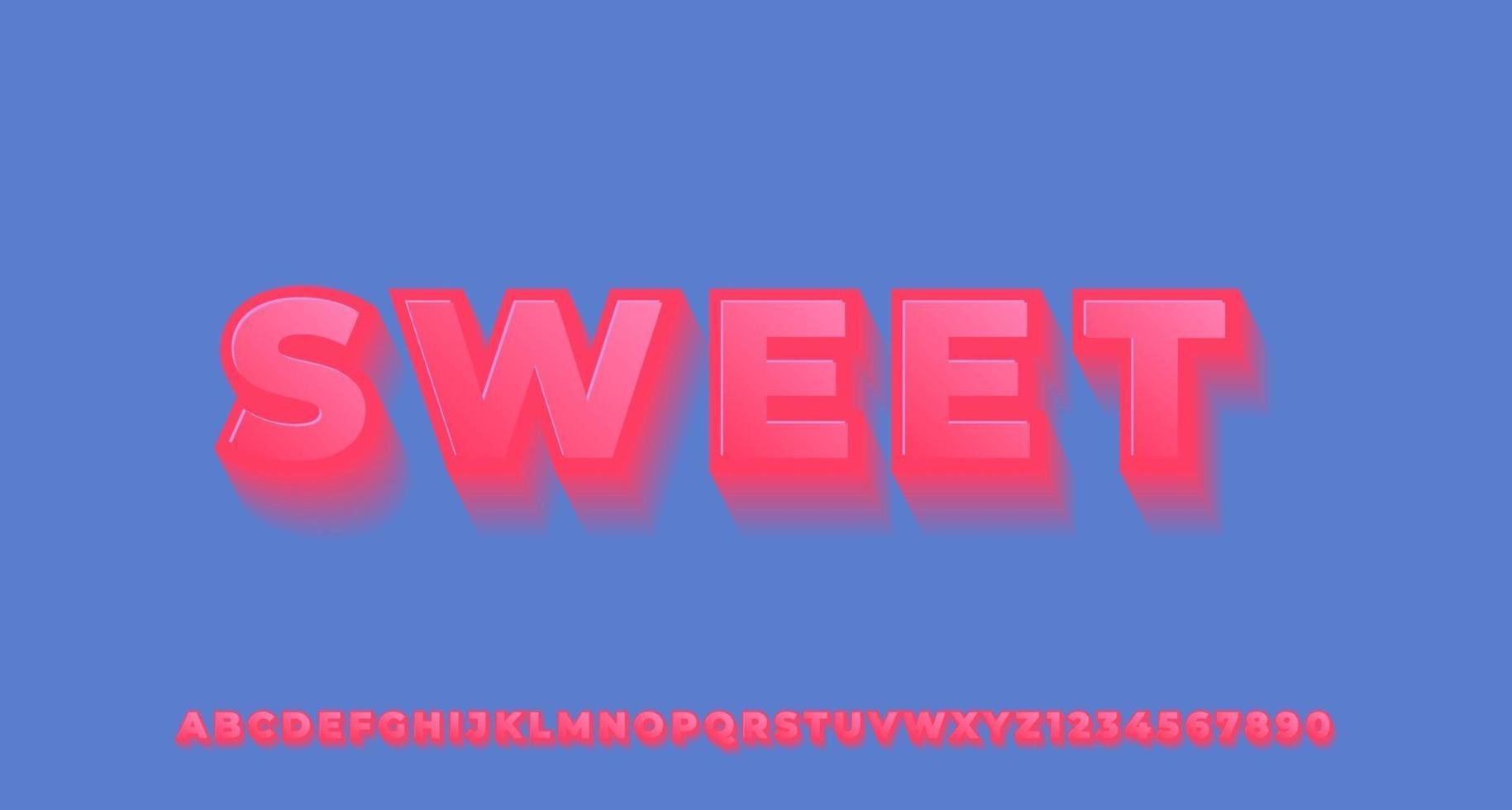 efecto de texto 3d rosa brillante vector