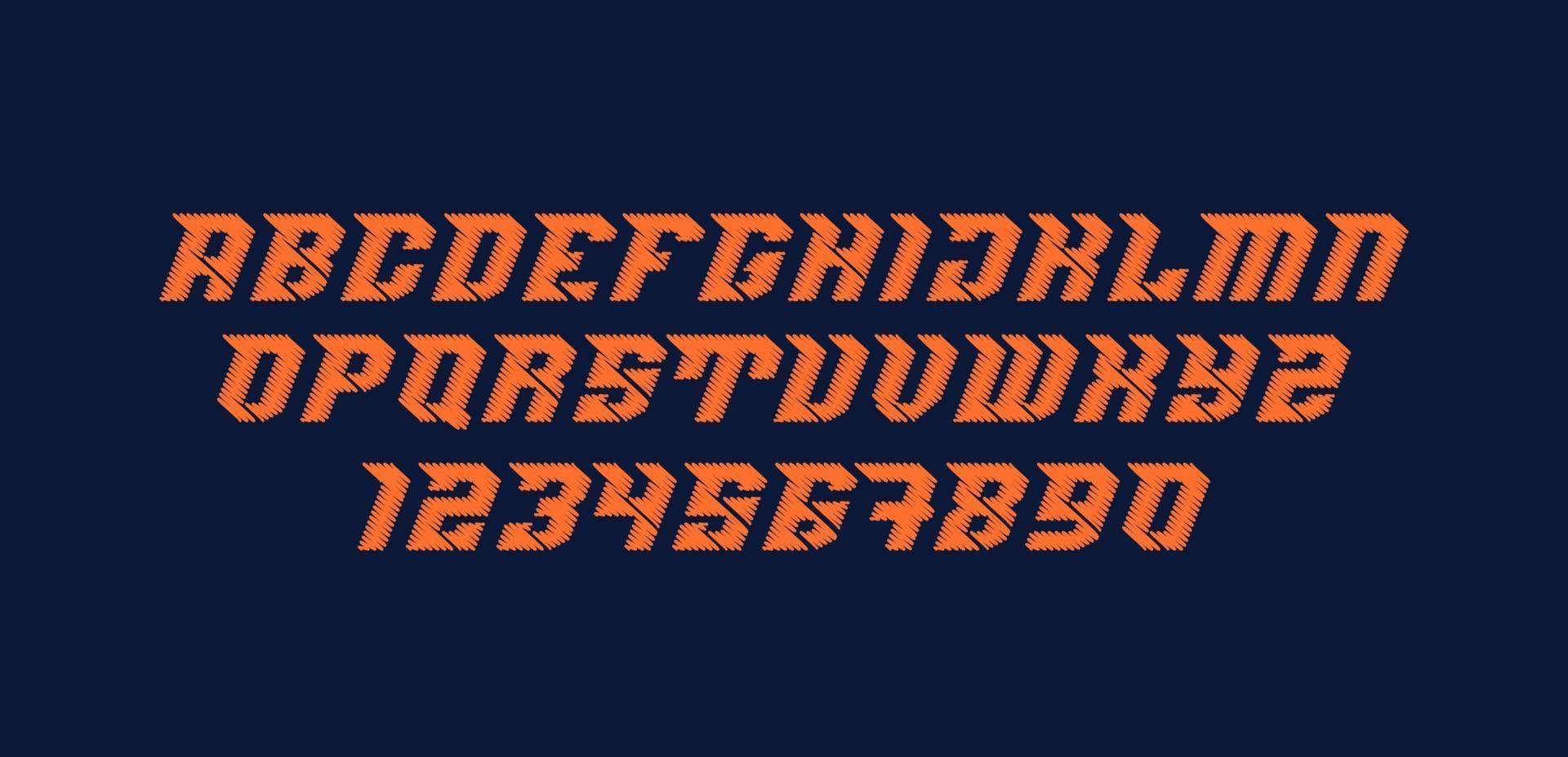 Sporty Scribble Font and Number Set vector