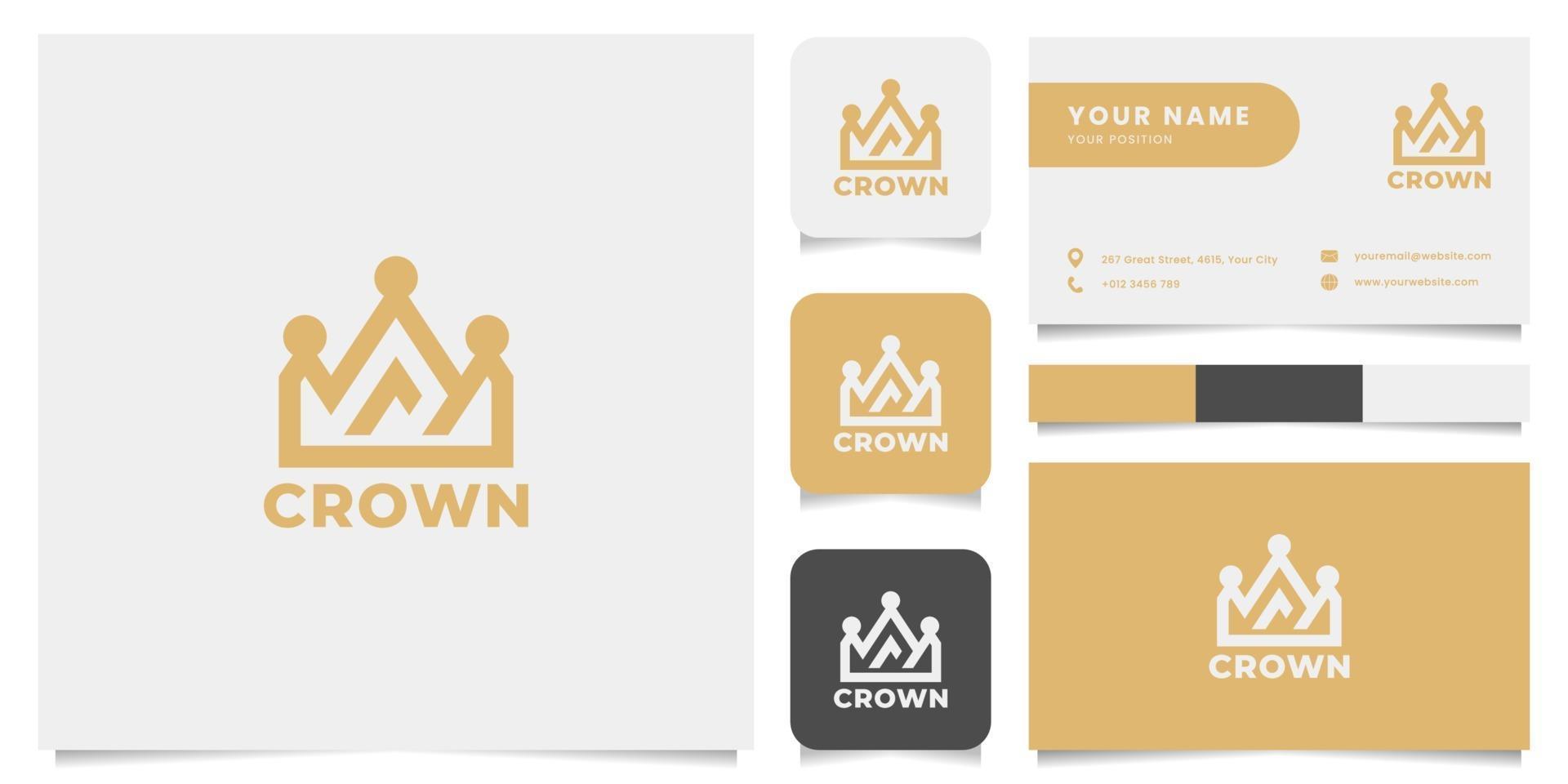 Simple and Minimalist Crown Logo with Business Card Template vector