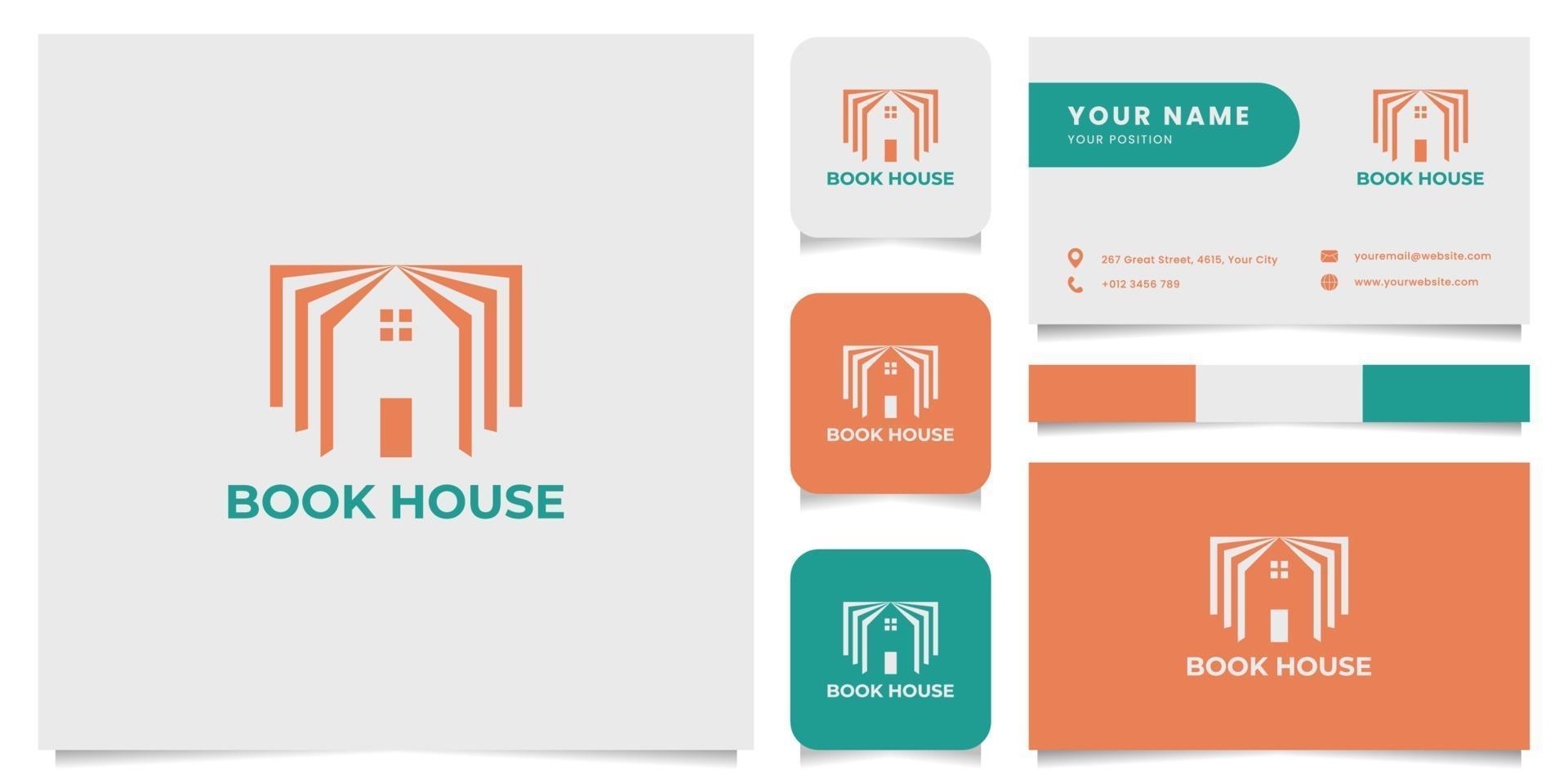 Simple and Minimalist Book House Logo with Business Card Template vector