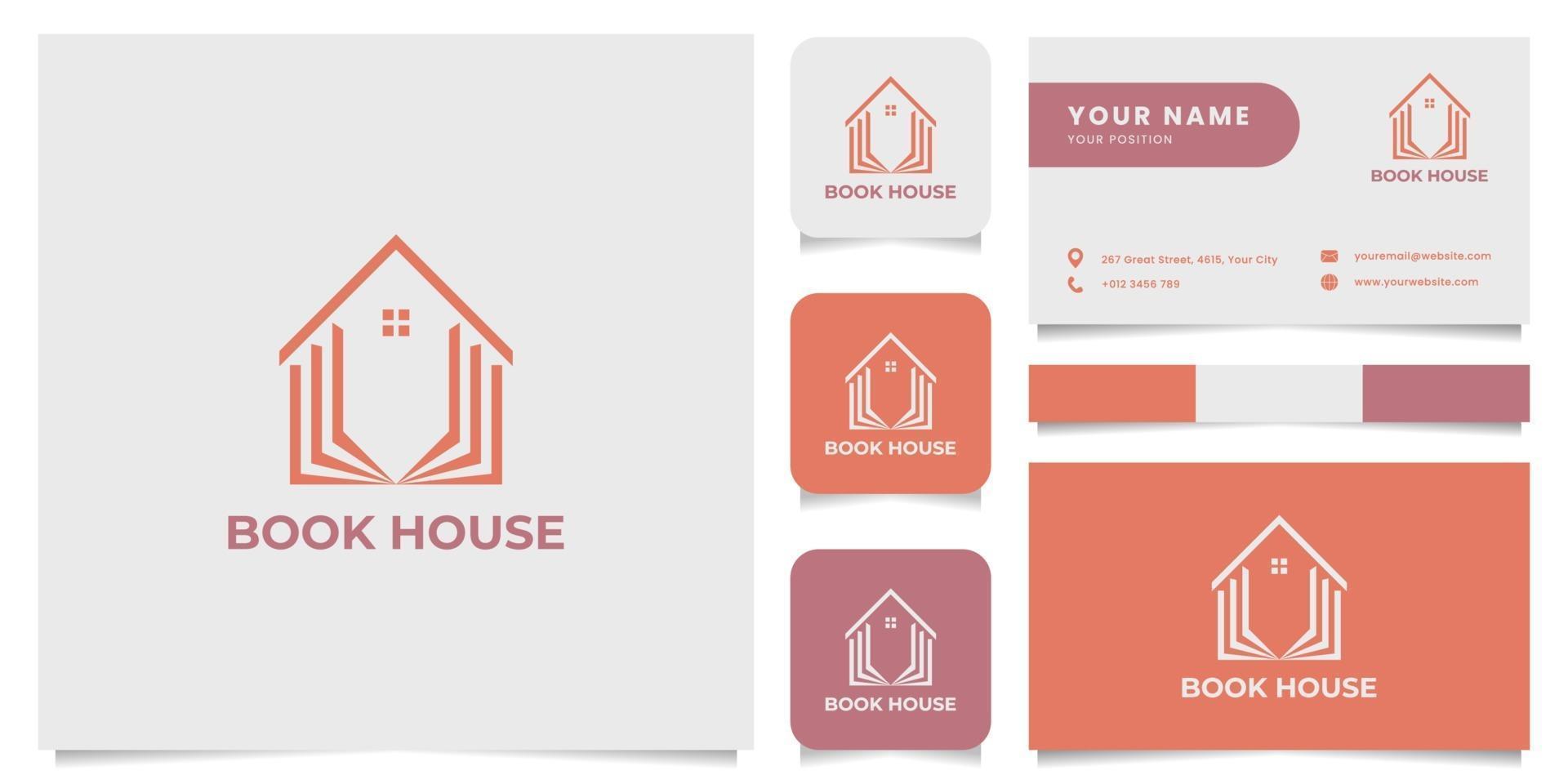 Simple and Minimalist Book House Logo with Business Card Template vector