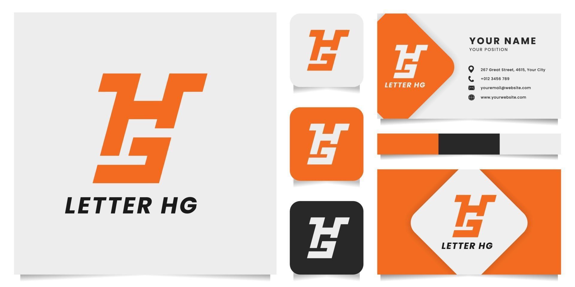 Logotipo de letra hg simple y minimalista con plantilla de tarjeta de visita vector