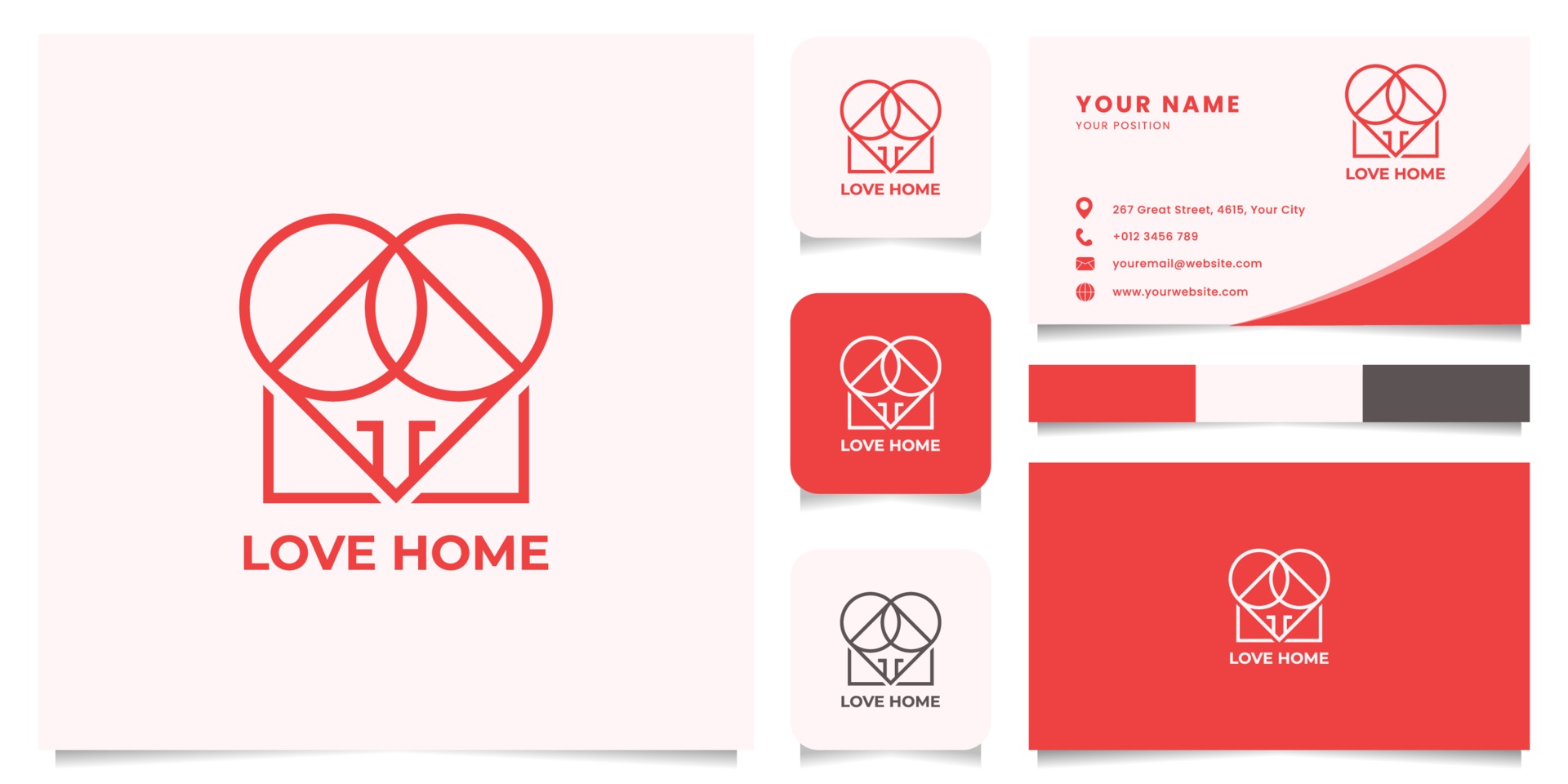 Home and Heart Logo with Business Card Template 2013846 Vector Art at
