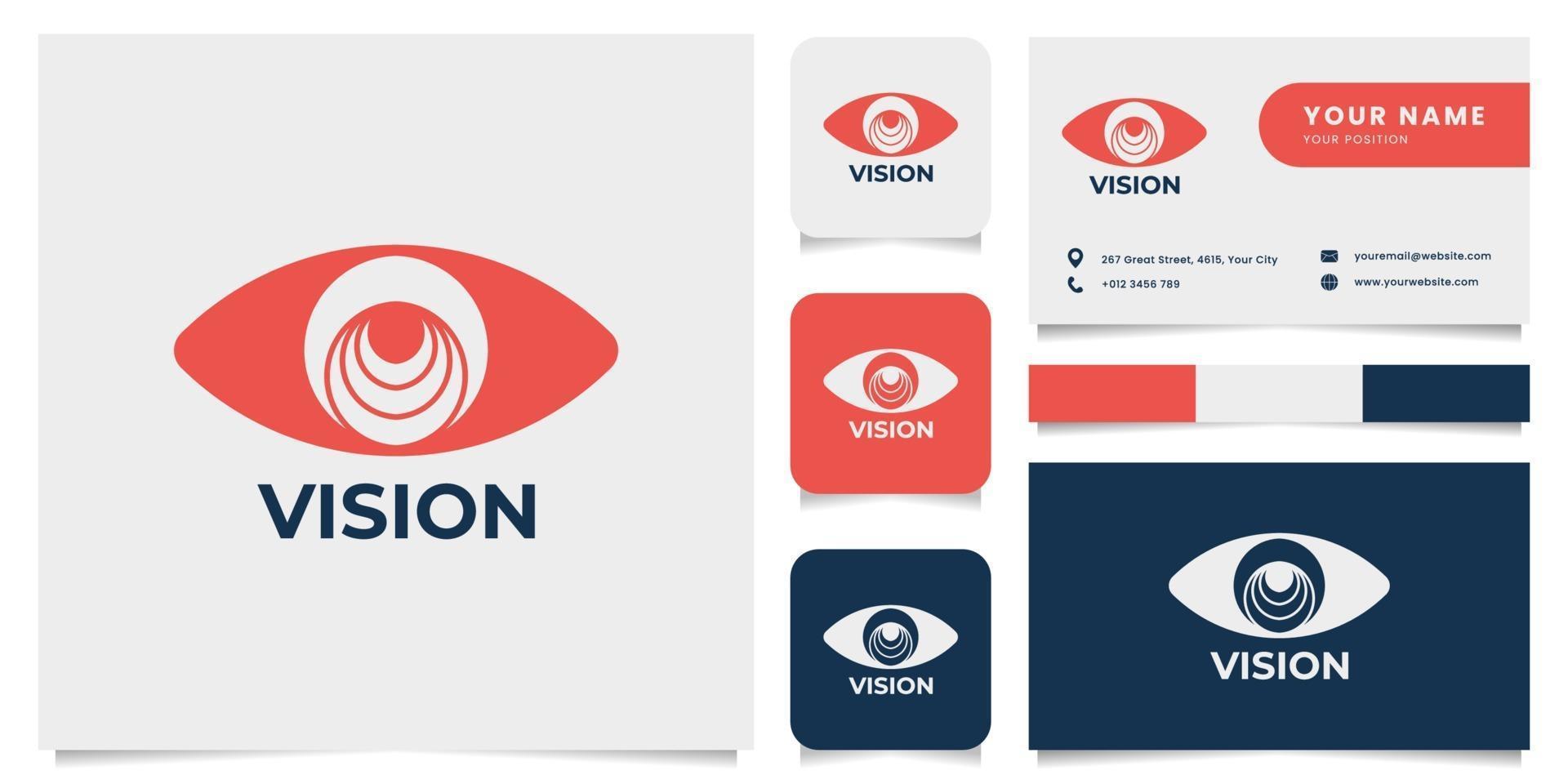 Eye Logo with Business Card Template vector