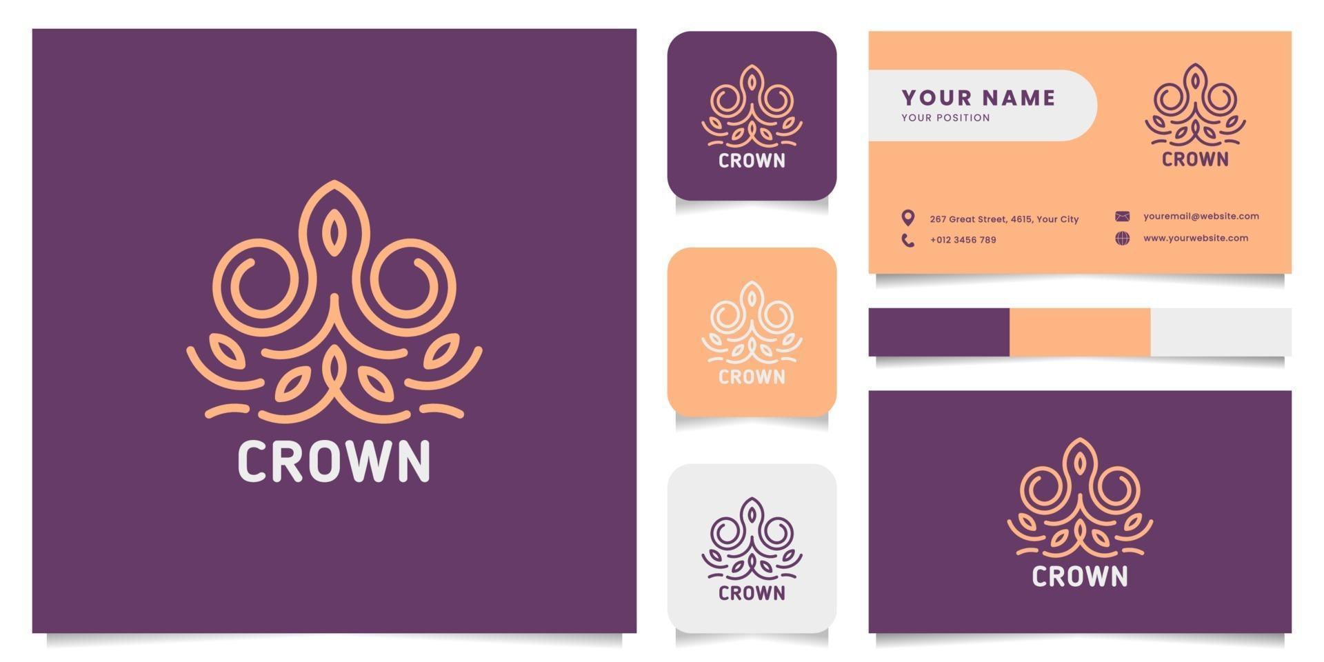 Ornamental Crown Logo with Business Card Template vector