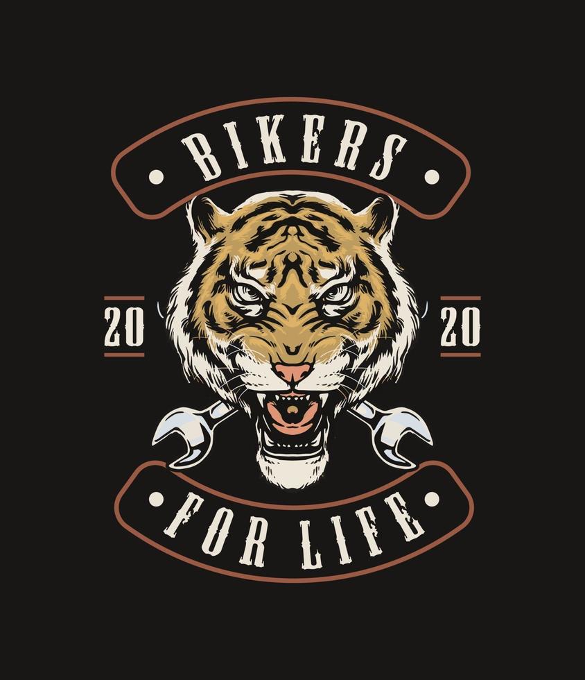 Tiger bikers for life apparel design vector