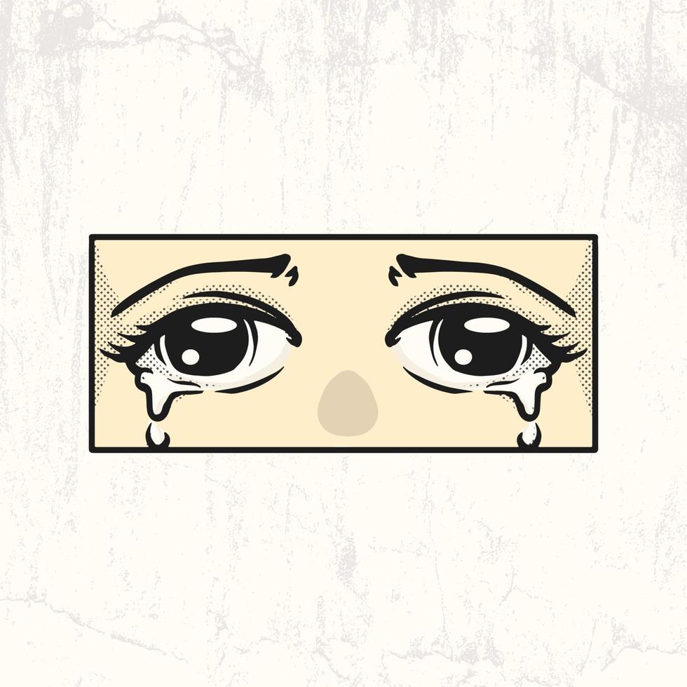 Crying eyes comic style illustration vector
